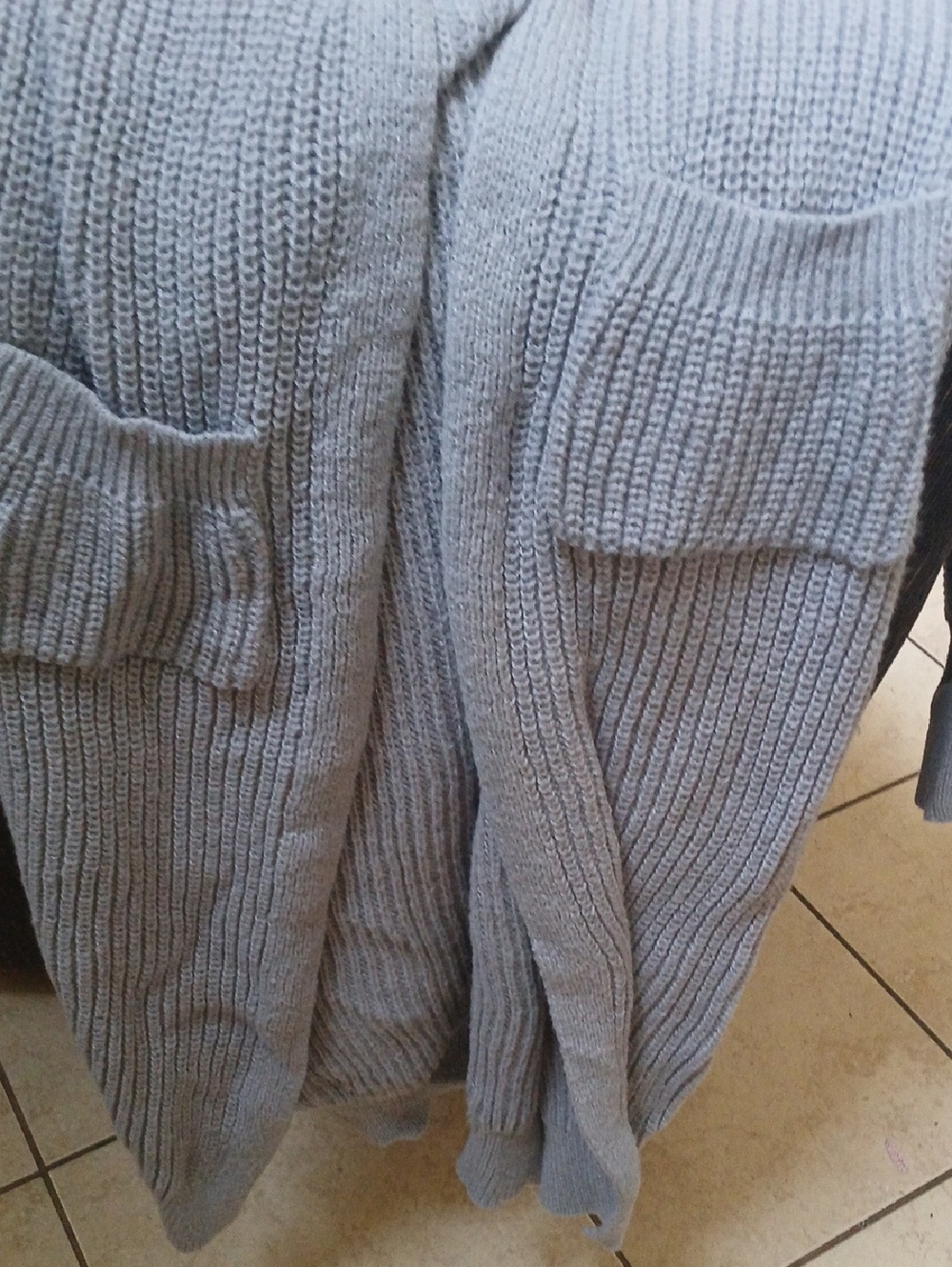 Cozy Ribbed Open-Front Cardigan in Light Gray